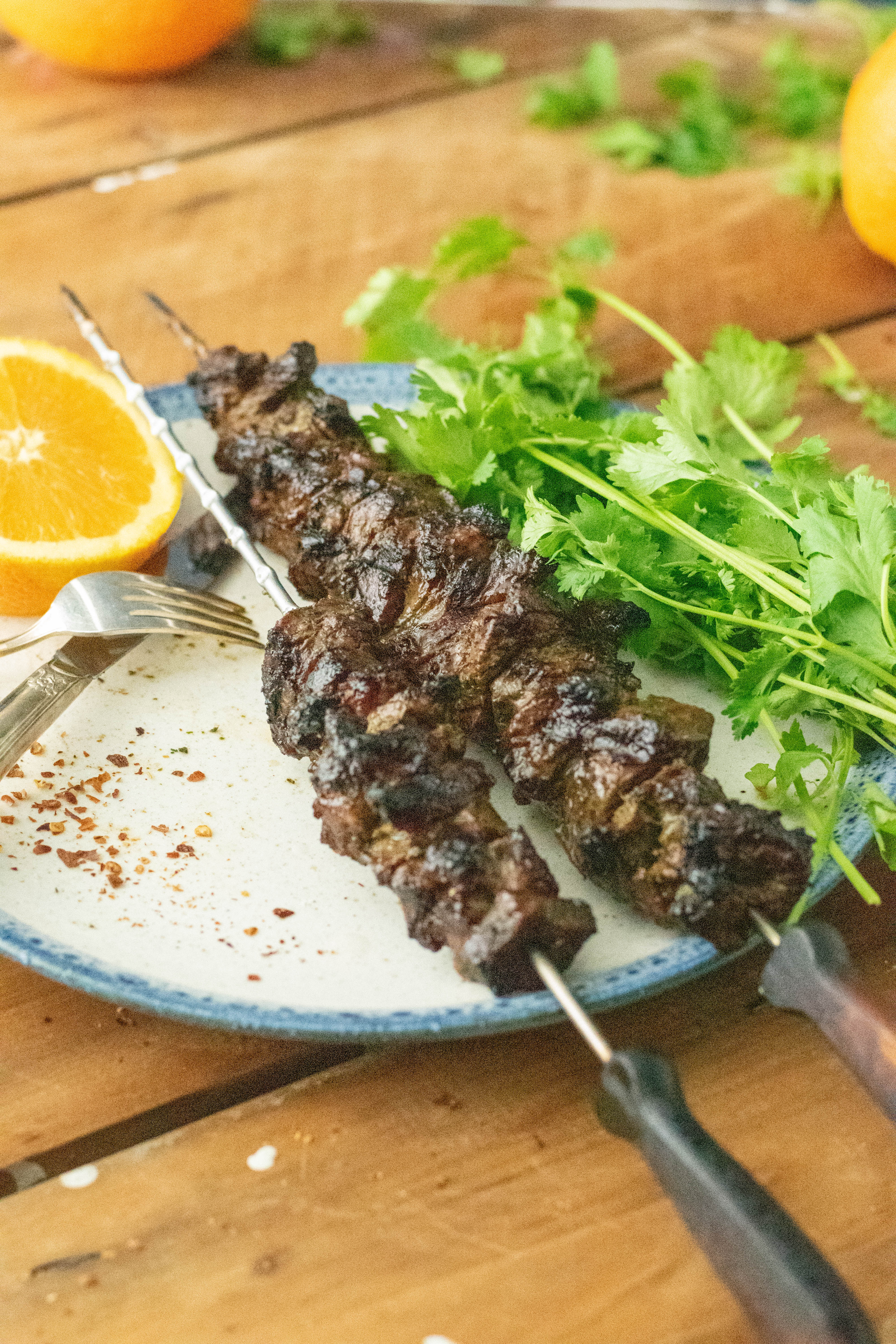 Grilled Beef Kebabs with Orange-Herb Marinade - Plantains & Challah